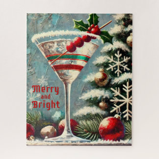 Puzzle Martini de Noël Retro les années 50 Cranberry