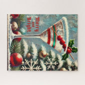 Puzzle Martini de Noël Retro les années 50 Cranberry (Horizontal)