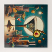 Puzzle Martini futuriste à circuit imprimé atomique (Horizontal)