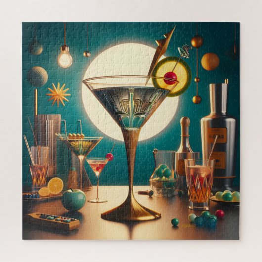 Puzzle Martini futuriste à circuit imprimé atomique (Vertical)