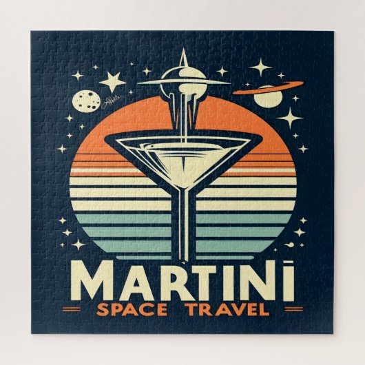 Puzzle Martini Space Travel Lift Off Logo (Vertical)