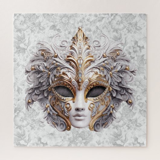 Puzzle Mascarade Masque coloré en gris (Vertical)