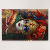 Puzzle Masque de Carnaval de Venise or bleu rouge (Horizontal)