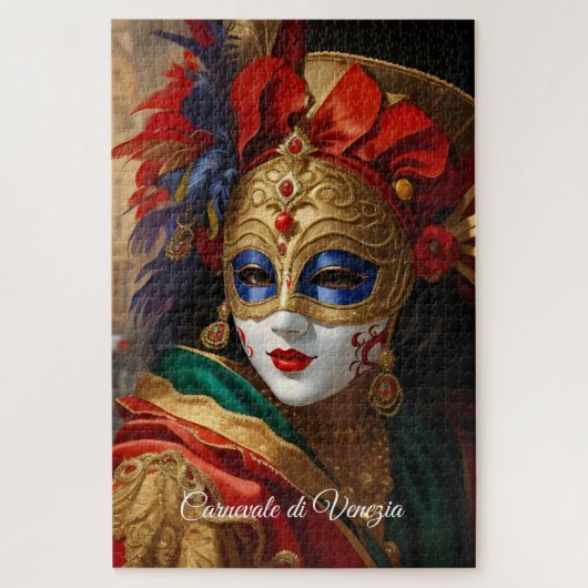 Puzzle Masque de Carnaval de Venise or bleu rouge (Vertical)