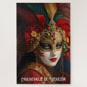 Puzzle Masque de Carnaval de Venise rouge vert or