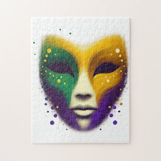 Puzzle Masque Mardi Gras jaune violet (Vertical)
