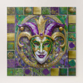 Puzzle Masque Mardi Gras Jester Vert Or (Vertical)