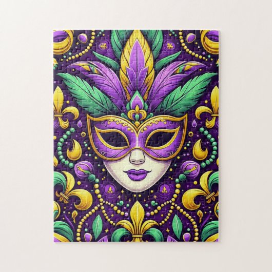 Puzzle Masque Mardi Gras/perles/fleur de lis (Vertical)