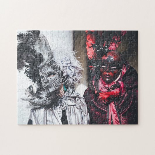 Puzzle Masques de carnaval en argent et rouge à Venise (I (Horizontal)