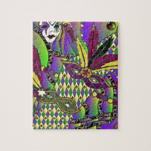 Puzzle Masques de plumes de mardi gras psychédélique