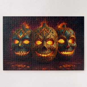 Puzzle Masques de visage de la tête du citrouille