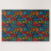 Puzzle Masques Tiki Tropical Coloré Whimsical Difficile (Horizontal)