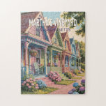 Puzzle Massachusetts de Martha's Vineyard Illustration Re<br><div class="desc">Martha’s Vineyard retro design de voyage vectoriel. Martha’s Vineyard,  une île pittoresque au large du Massachusetts,  est connue pour ses belles plages,  ses charmantes villes,  ses phares emblématiques et son ambiance décontractée en Nouvelle-Angleterre.</div>