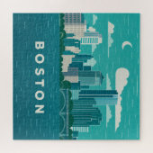 Puzzle Massachusetts Night Cityscape | Boston City (Horizontal)