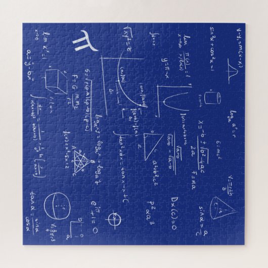 Puzzle Mathematic Formulas Equations Blue and White (Horizontal)