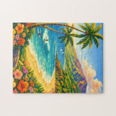 Puzzle Maui Hawaii Tropical Coastline Retro Travel (Horizontal)
