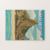 Puzzle Mauritius Illustration Travel Art Vintage (Horizontal)