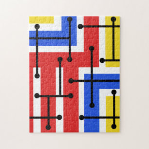 Puzzle Maze d'art géométrique rétro Couleurs primaires