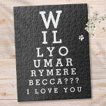 Puzzle Me marierez-vous Mariage Personnalisé Opticien Gra<br><div class="desc">Personnalisez votre proposition de mariage avec ce cadeau amusant,  unique et mémorable. Conçu par Thisisnotme©</div>