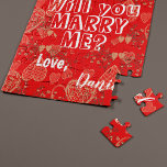 Puzzle Me marierez-vous une proposition de mariage person<br><div class="desc">Poser la question : "Voulez-vous m'épouser ?" Suivez votre coeur et faites un cadeau surprise à votre petite amie pour savourer les souvenirs de vos débuts toute votre vie! Texte de message entièrement personnalisable sur rouge vif avec le coeur Valentines motif et vos noms. Vous pouvez remplacer le texte par...</div>