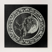 Puzzle Médaillon Raven Cartographie Art Oiseau Nature (Horizontal)