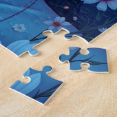 Puzzle Méditation Anime Bleu Femme Florale (Côté)