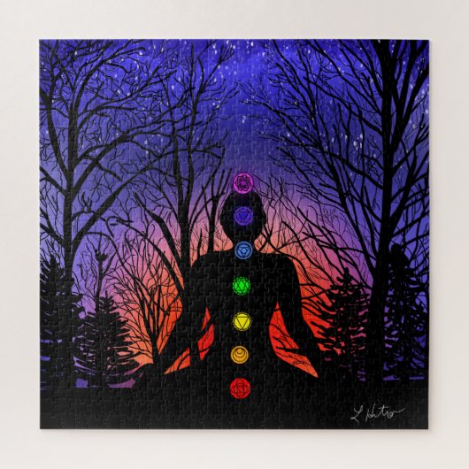 Puzzle Méditation du yoga dans le parc | Coucher de solei (Vertical)