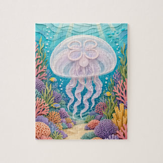 Puzzle Méduse Lunaire en Papier Découpé Récif de Corail P