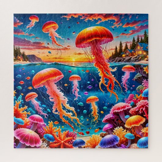 Puzzle Méduses et récif corallien coloré (Vertical)