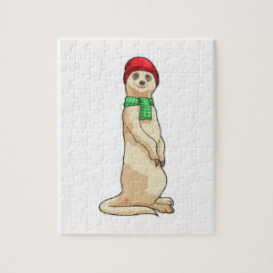 Puzzle Meerkat avec Casquette et Écharpe