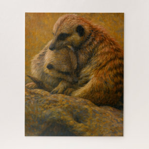 Puzzle Meerkat Cuddle - Peinture faunique tonique Terre