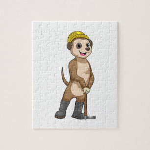 Puzzle Meerkat en tant que mineur avec Pickaxe