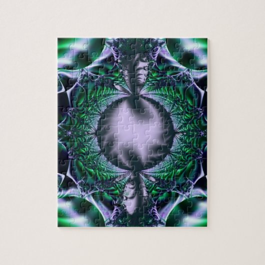 Puzzle Meg | Art fractal vert et bleu (Vertical)