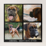 Puzzle Meilleur chien jamais | Collage photo personnalisé<br><div class="desc">Un casse-tête photo collage personnalisé vous permettant de télécharger 4 de vos photos d'animaux de compagnie préférées avec leur nom et leur citation. Un grand casse-tête pour chien et amoureux de les chats. Le texte peut être facilement customisé.</div>