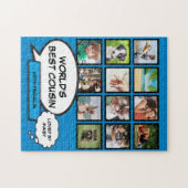 Puzzle Meilleur Cousin 12 Photo Collage Blue Fun Comic (Horizontal)