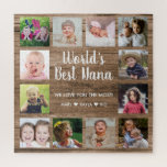 Puzzle Meilleur Nana Grandkids 12 photo Collage<br><div class="desc">Créez votre propre casse-tête photo avec 12 de vos photos préférées sur un arrière - plan de texture en bois. Personnalisez avec des photos de petits-enfants. Fait un cadeau de gardien précieux pour grand-mère pour l'anniversaire,  le jour de la mère,  le jour des grands-parents,  etc</div>