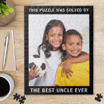 Puzzle Meilleur Oncle jamais photo<br><div class="desc">Offrez un cadeau amusant à votre meilleur oncle grâce à ce puzzle photo de famille. Vous pouvez facilement ajouter votre photo de ses nièces et neveux et personnaliser le texte "Ce puzzle a été résolu par le meilleur oncle jamais" à une ligne de longueur similaire en utilisant le nom qu'il...</div>