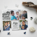 Puzzle Meilleur Papa dans le monde Photo Collage Fête des<br><div class="desc">Célébrez votre père avec le "Meilleur Papa dans le monde Photo Collage Fête des pères Jigsaw Puzzle"! Ce puzzle unique présente une typographie en écriture noire citant "Best Papa in the World" autour d'un cadre carré noir élégant. Personnalisez-le avec les noms de vos enfants en gras texte noir sous la...</div>