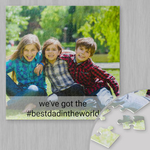 Puzzle Meilleur Papa du Monde Carré Photo et Hashtag Pers