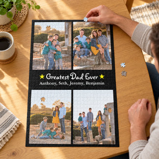 Puzzle Meilleur papa personnalisé avec 4 photos pour la f