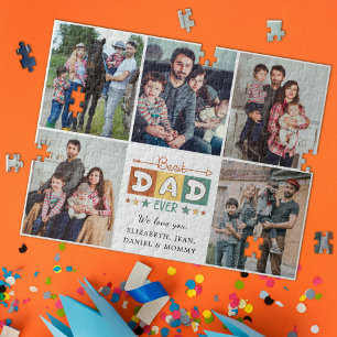 Puzzle Meilleur Papa Personnalisé Collage Photo Rétro