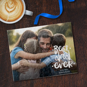 Puzzle Meilleur Papa Personnalisé Photo Des Enfants Écrit