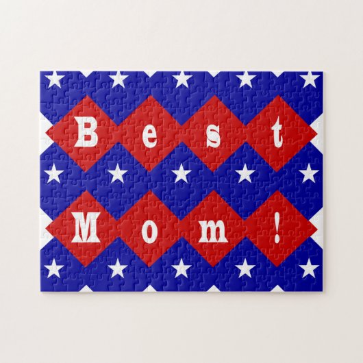 Puzzle Meilleure maman en forme de diamant patriotique (Horizontal)