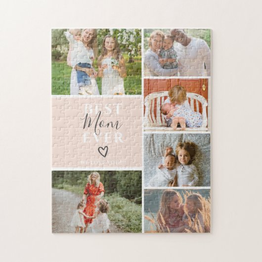 Puzzle Meilleure maman jamais script 6 photo collage gril (Vertical)