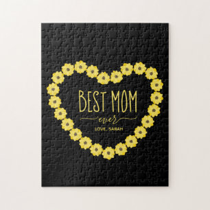 Puzzle Meilleure maman Jour Sunflower Coeur Nom personnal