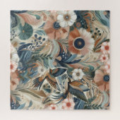 Puzzle Mélange bohème turquoise, magenta, violet sur crèm (Horizontal)