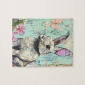 Puzzle Mélange de médias Papillon rose lapin et fleurs (Horizontal)