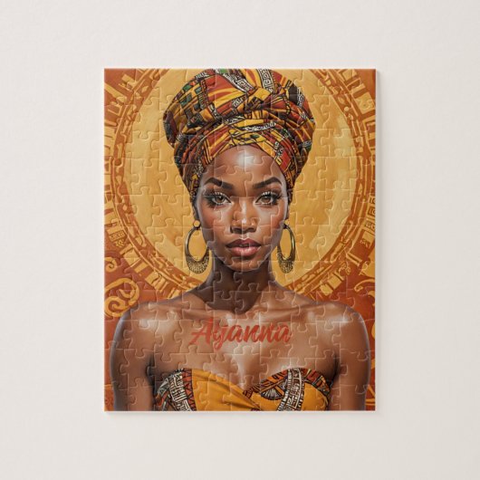 Puzzle Melanin Woman with Headwrap - African Print (Vertical)