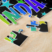 Puzzle "MELINDA" Prénom, Amusant "HEUREUX ANNIVERSAIRE" (Côté)