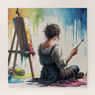 Puzzle Mélodie artistique : La Peintre de fille dans une 